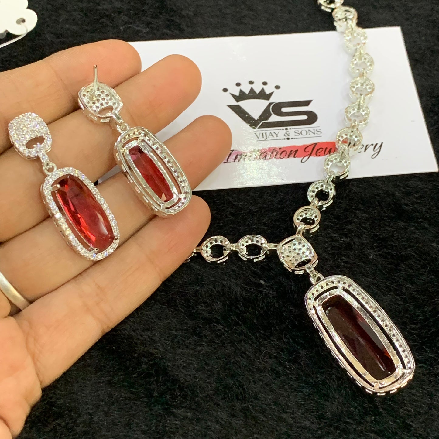 Zircon Necklace Set 478467 - Vijay & Sons