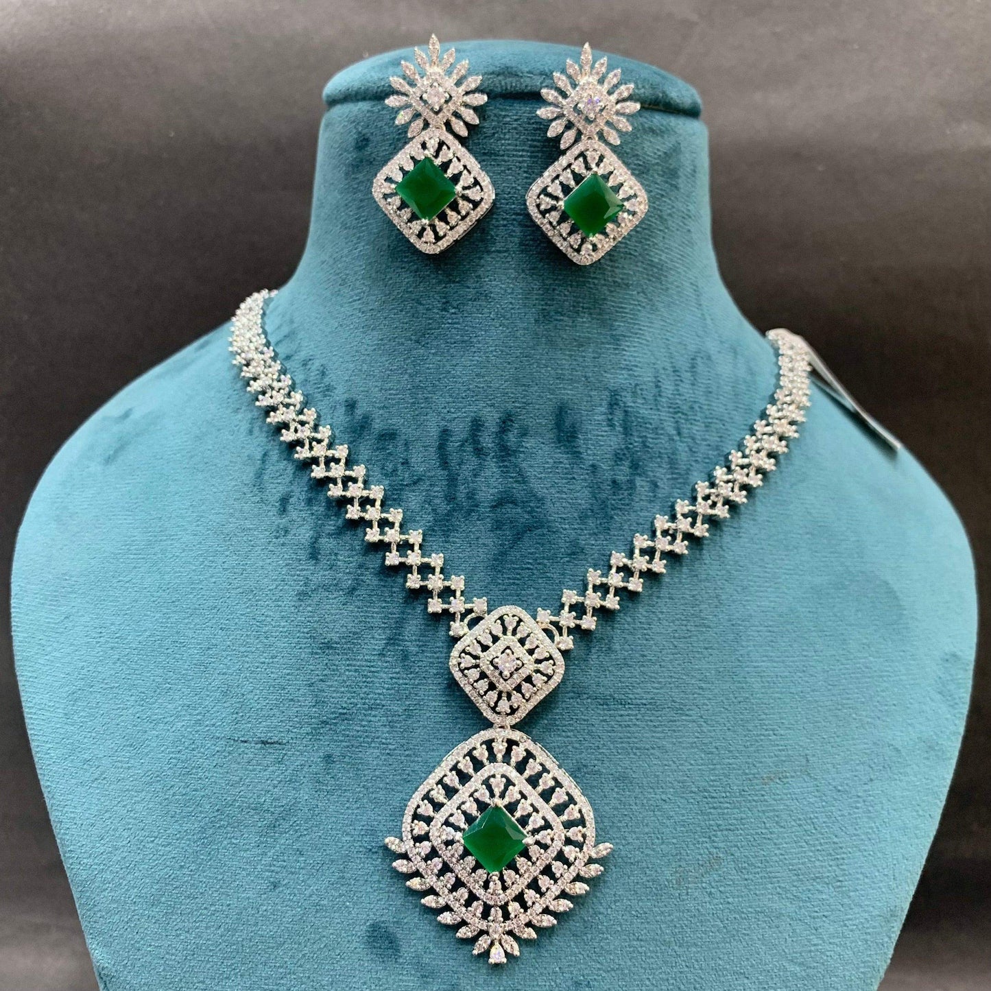 Zircon Necklace Set 47846 - Vijay & Sons