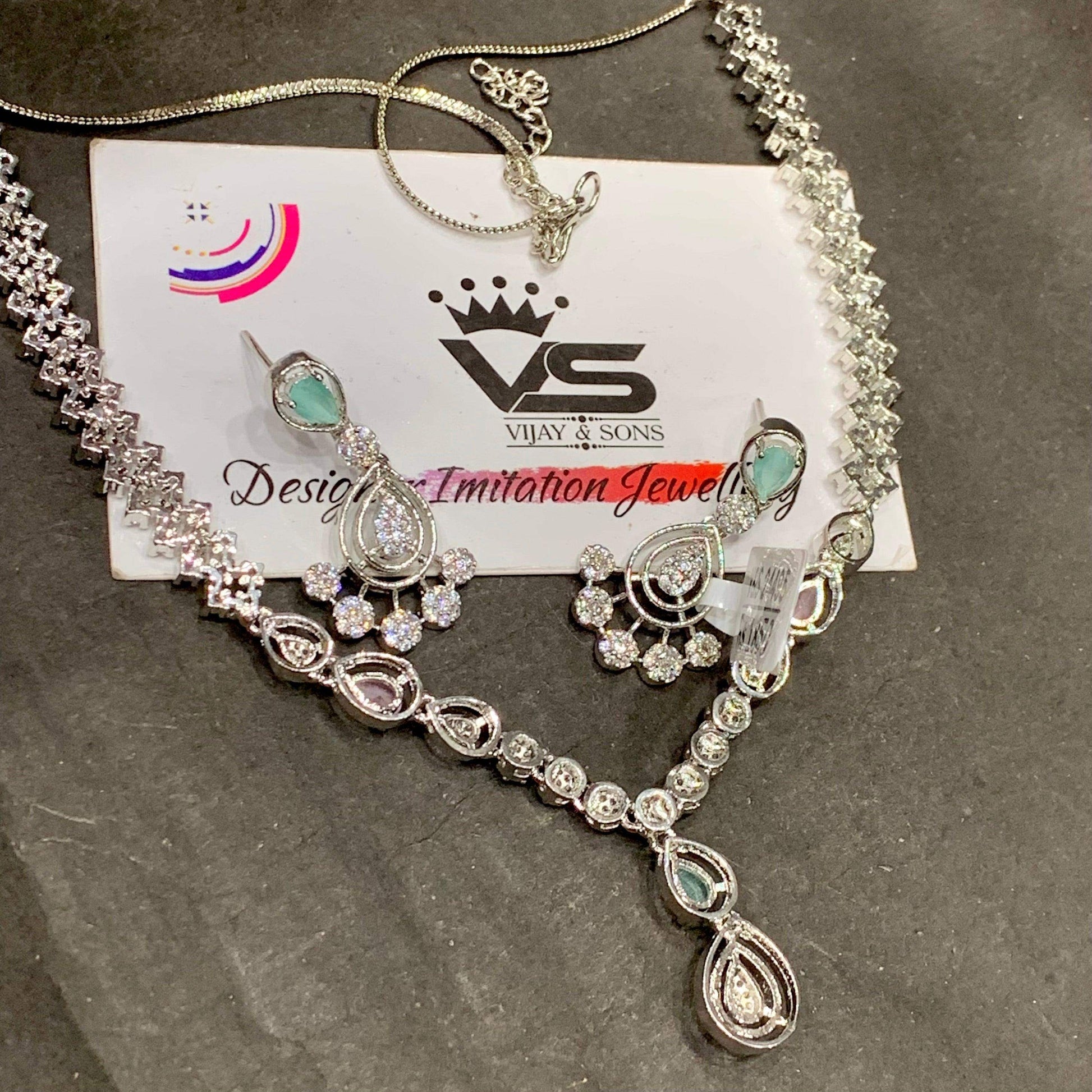 Diamond necklace set 3214 - Vijay & Sons