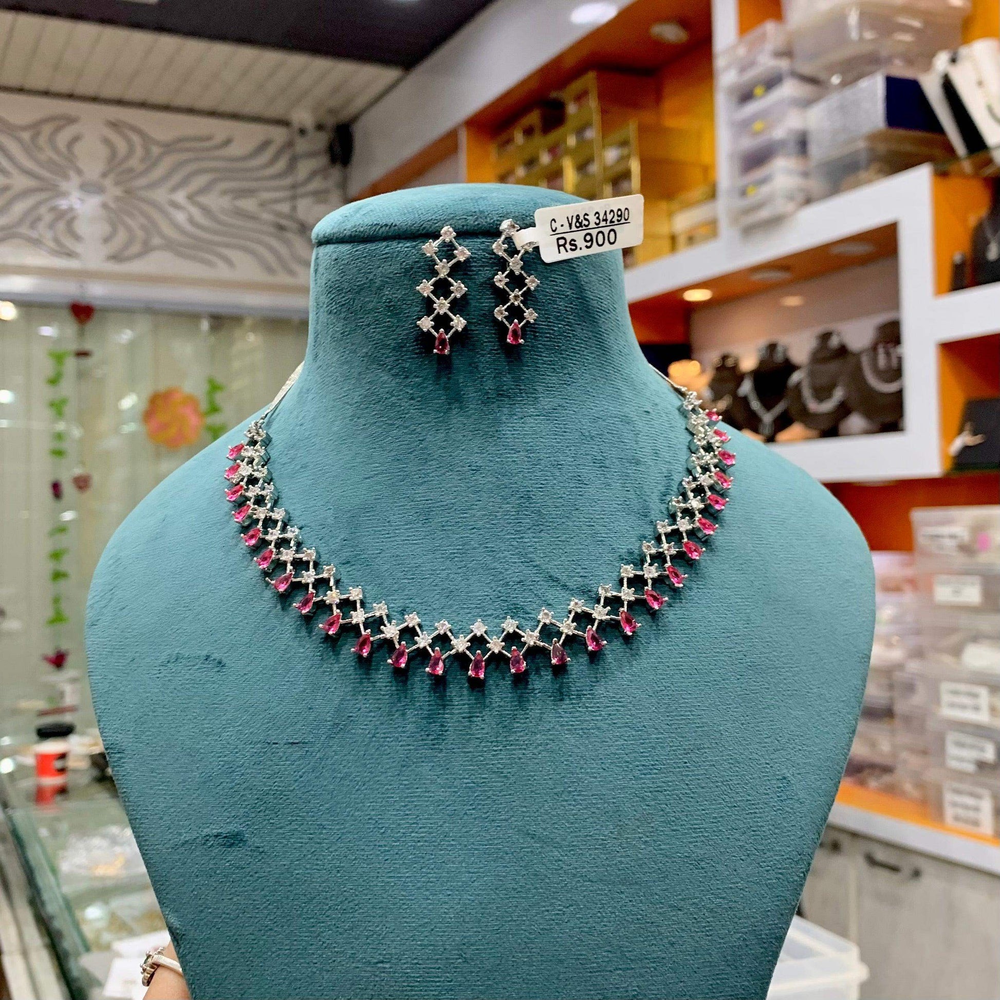 Zircon Necklace Set 99876 - Vijay & Sons