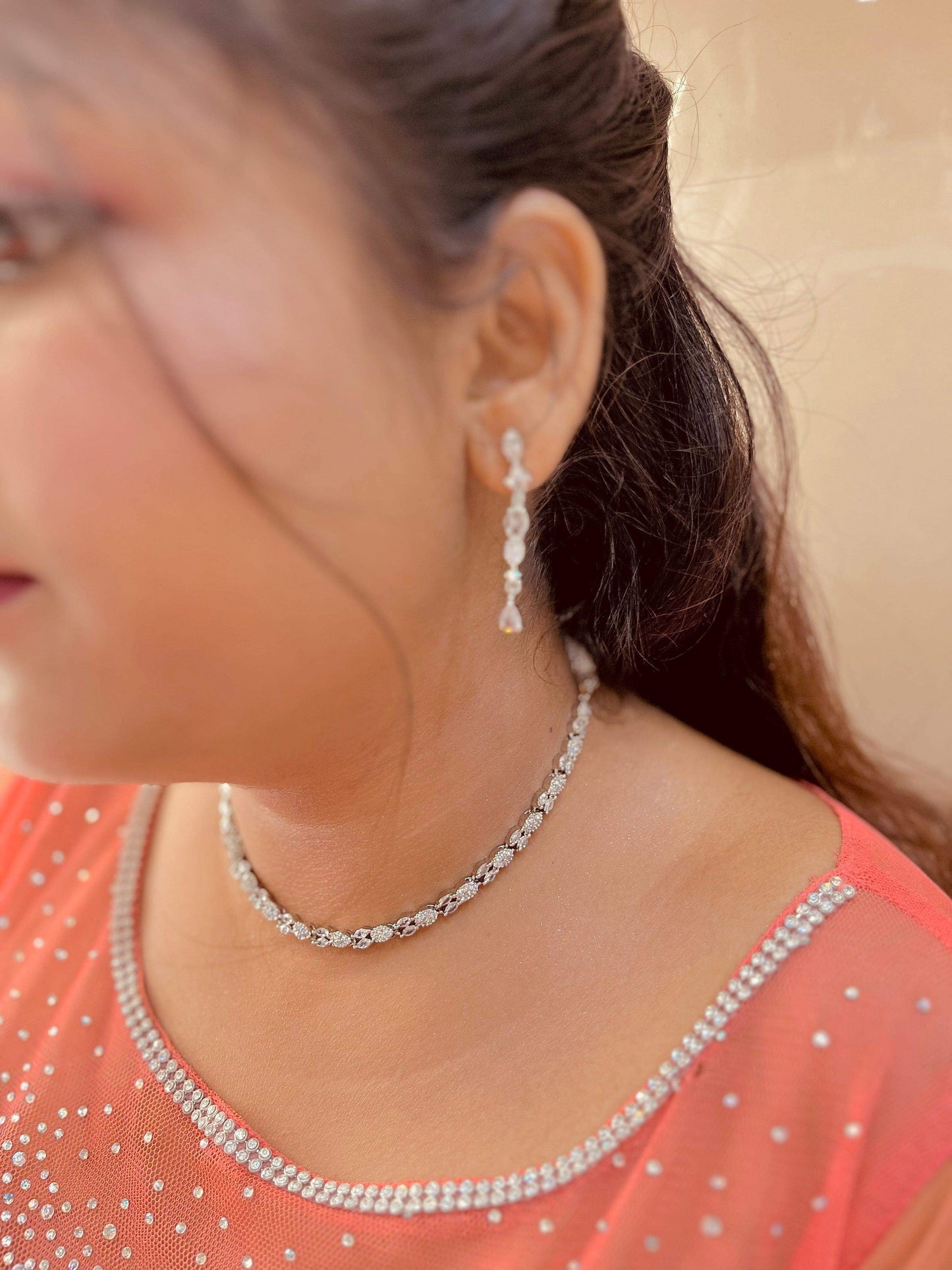 Zircon Necklace Set 3345 - Vijay & Sons