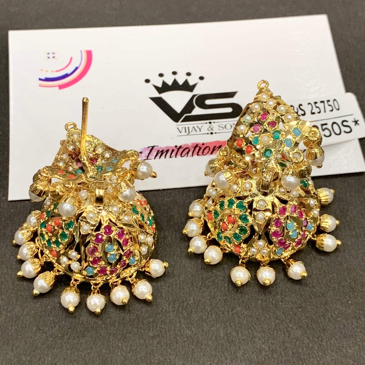 Jadau earrings 789065 - Vijay & Sons