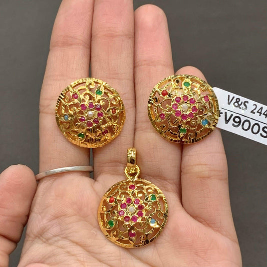 Jadau Pendant Set 563655 - Vijay & Sons