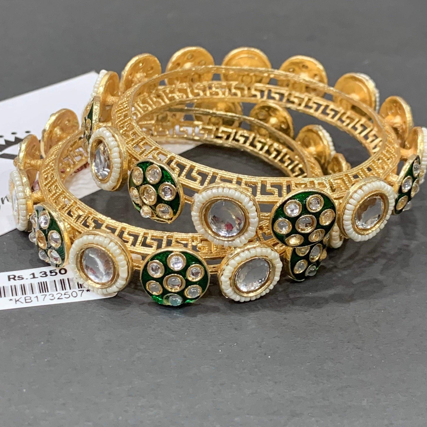 Kundan / Antique Bangles 62990 - Vijay & Sons