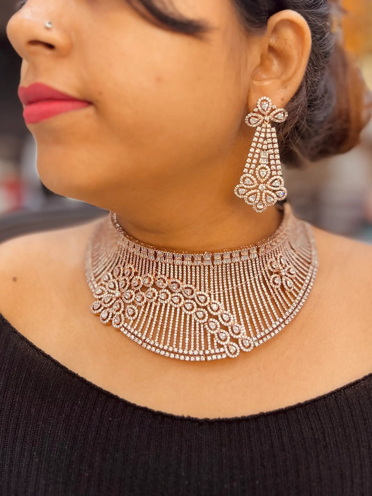 Diamond necklace sets 8064 - Vijay & Sons