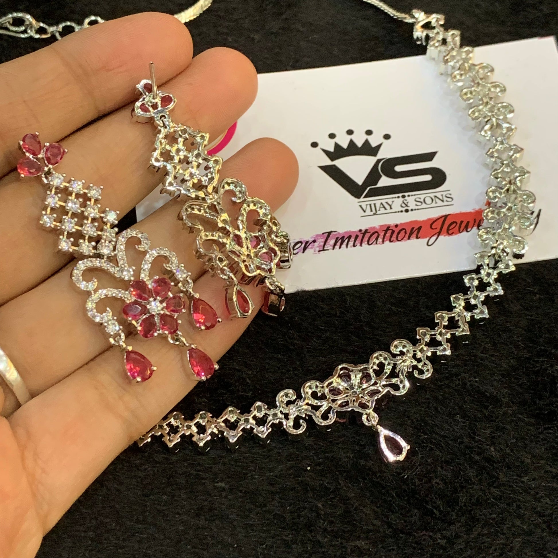 Zircon Necklace Set 8999 - Vijay & Sons