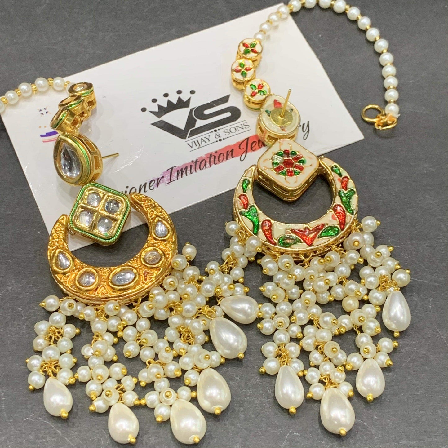 Kundan earrings 3344 - Vijay & Sons