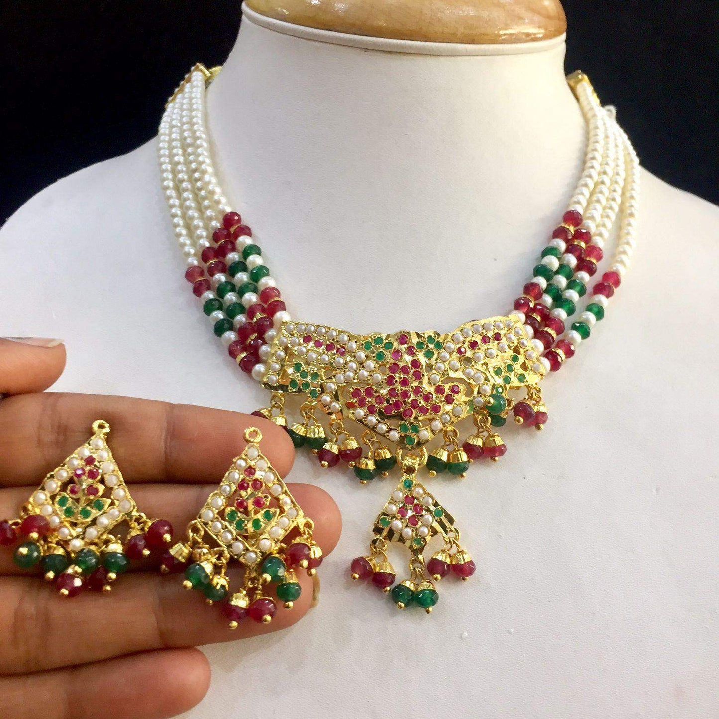 Jadau Necklace set 9998806 - Vijay & Sons