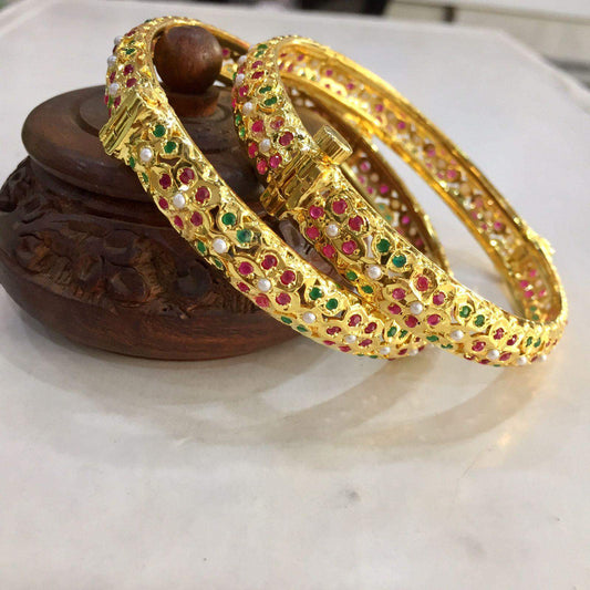 Golden Jadau Bangles for Women - Vijay & Sons
