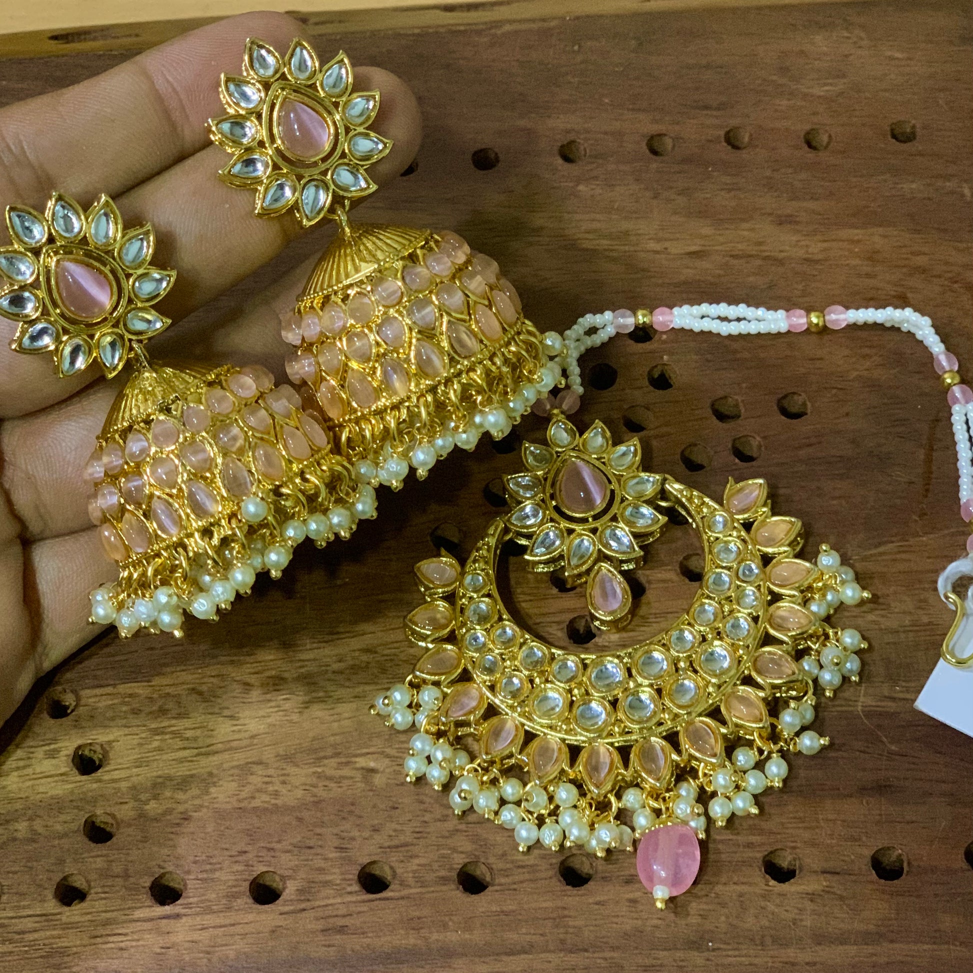 Kundan Tikka Earrings 444334 - Vijay & Sons