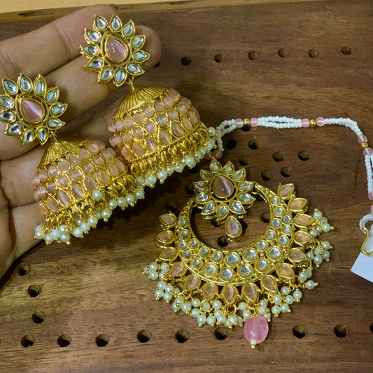 Kundan Tikka Earrings 444334 - Vijay & Sons