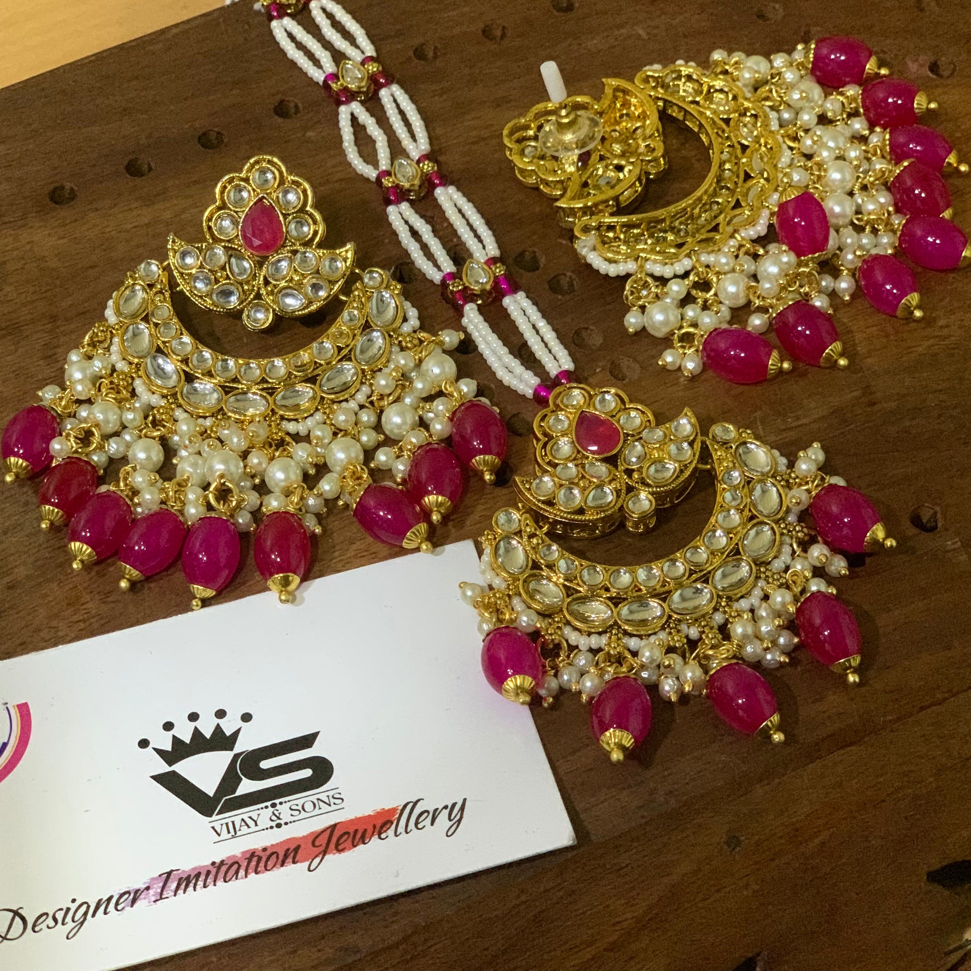 Kundan Tikka Earrings 294819 - Vijay & Sons