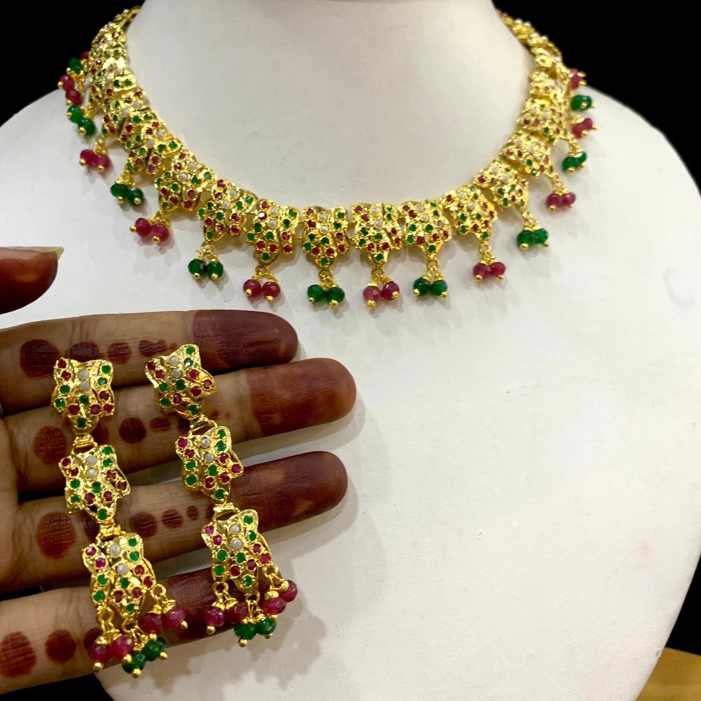 Jadau necklace set 976555 - Vijay & Sons