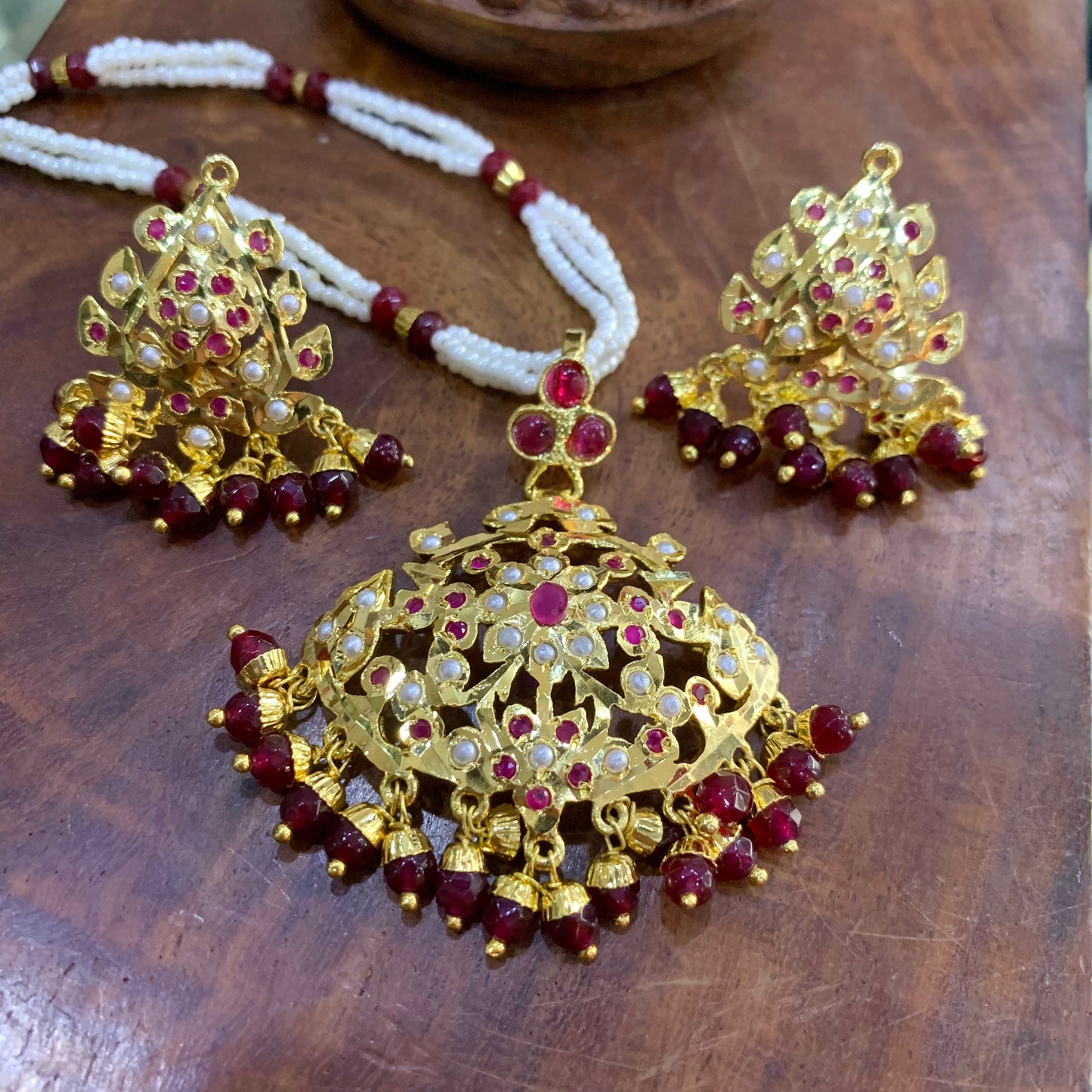Jadau pendant set 805236 - Vijay & Sons