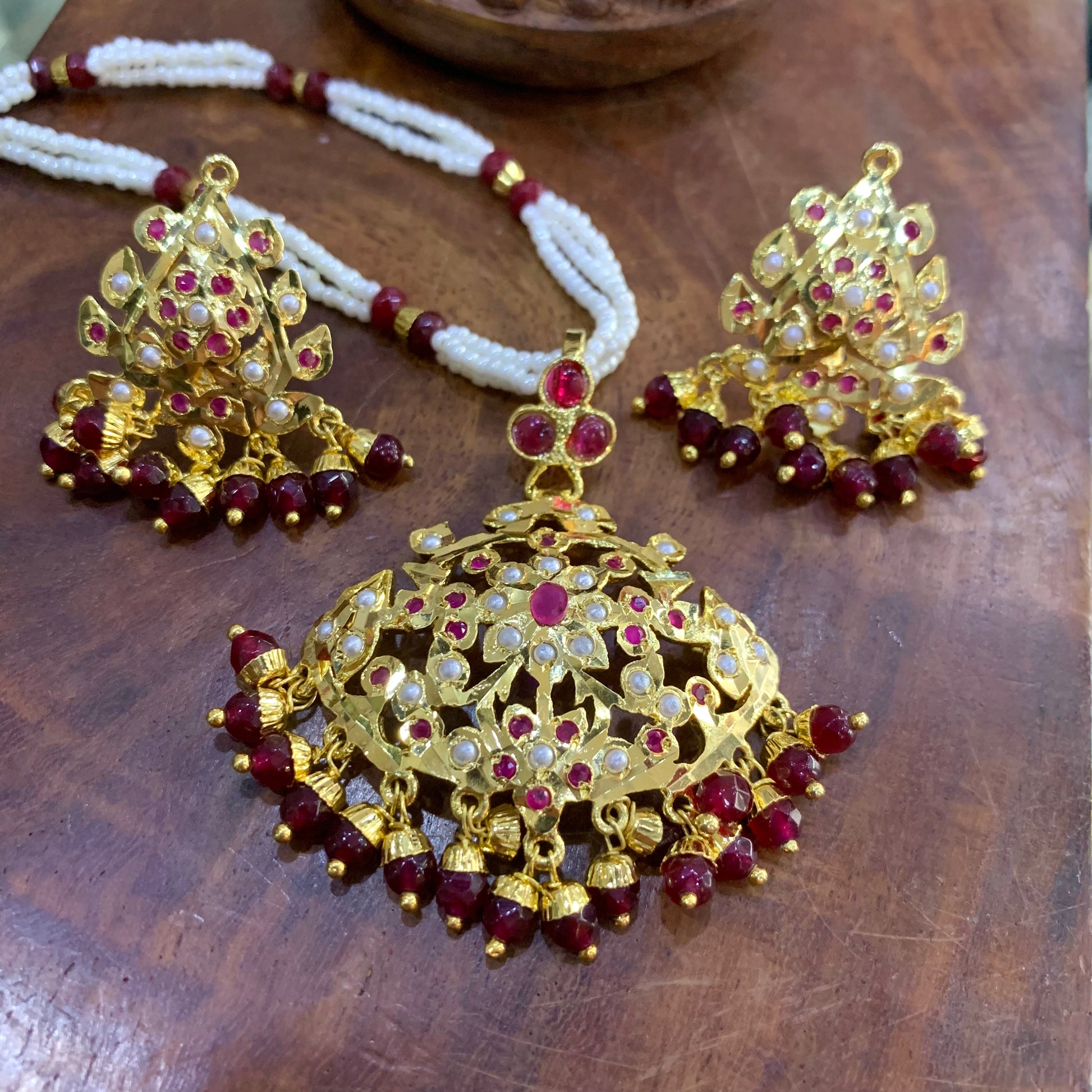Jadau pendant set 805236 - Vijay & Sons