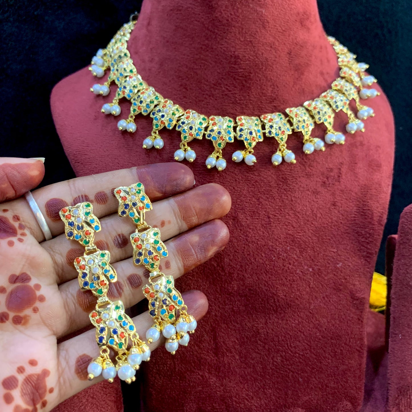Jadau necklace set 976555 - Vijay & Sons