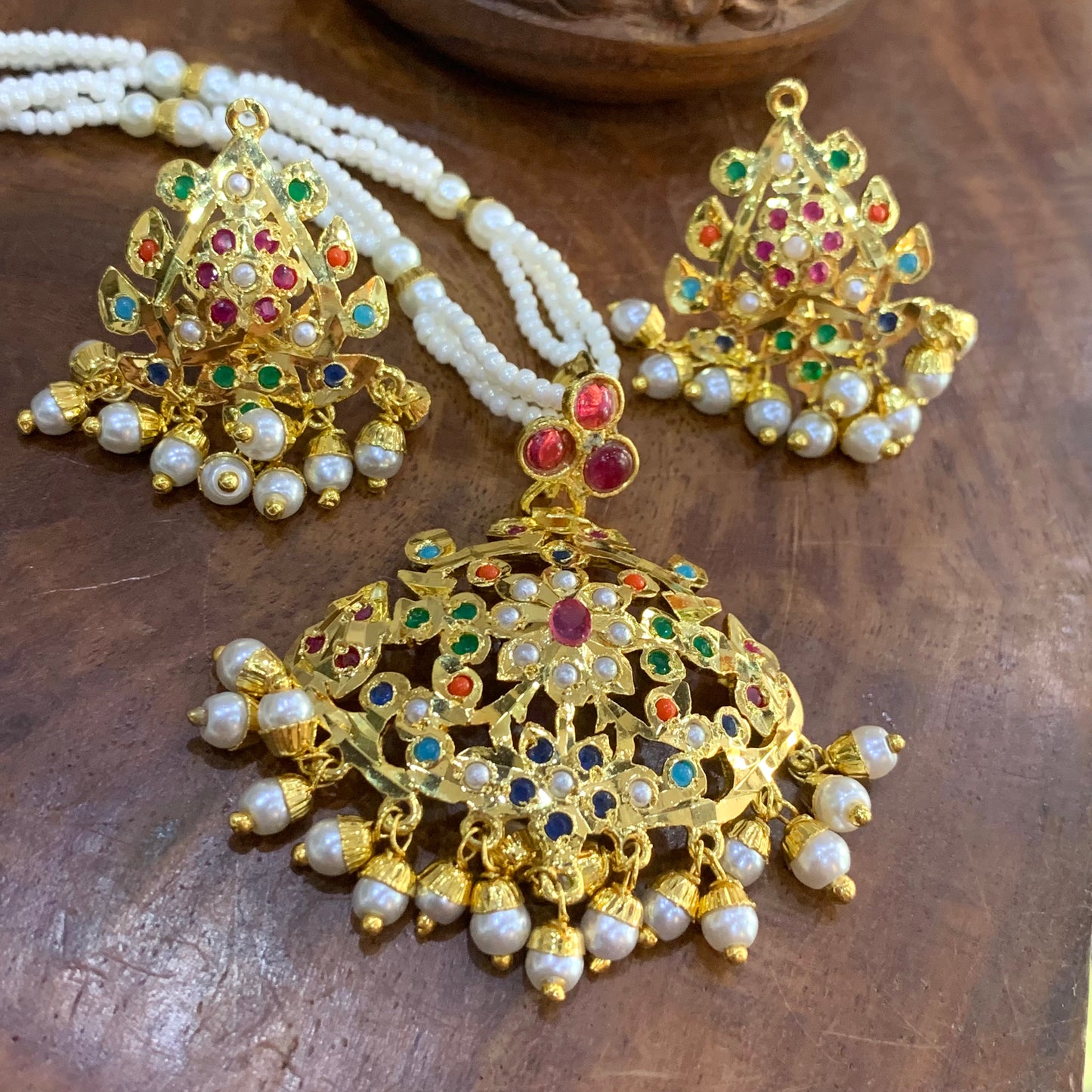 Jadau pendant set 805236 - Vijay & Sons