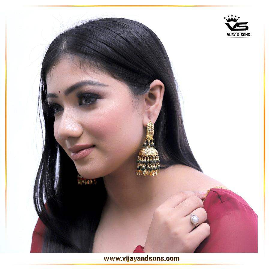 quality green earrings 8875 - Vijay & Sons
