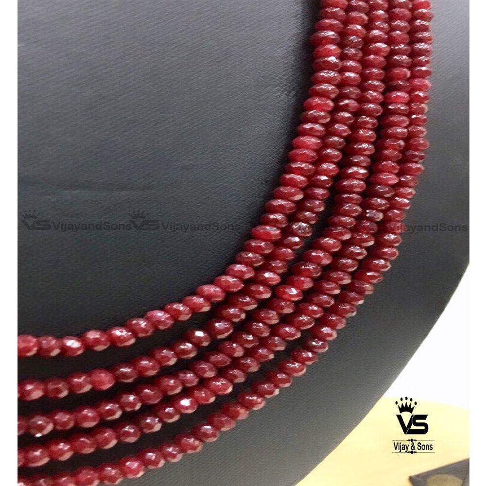 Crystal Necklace / Imitation Ruby Mala With Tops - Vijay & Sons