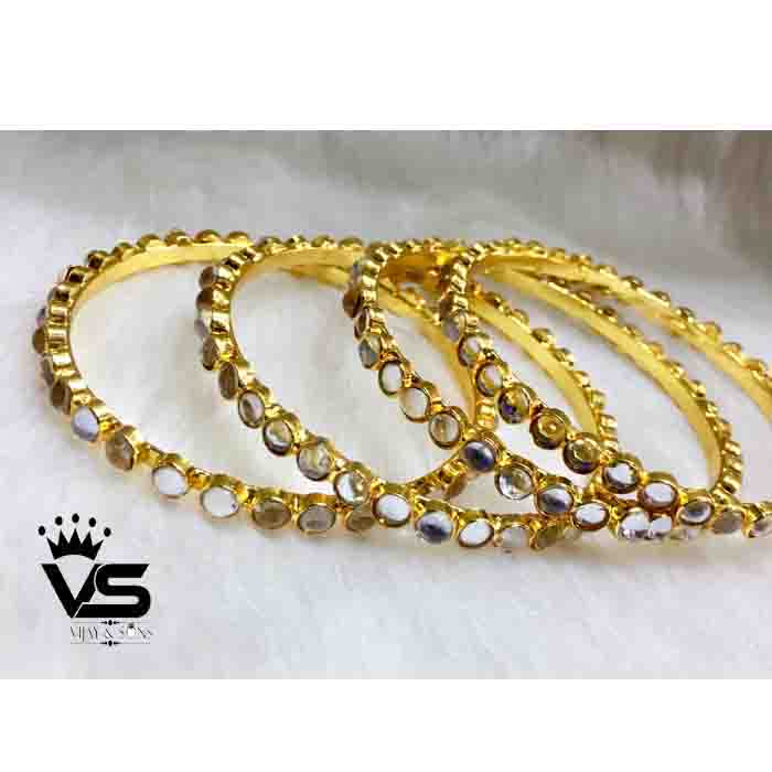 sleek kundan set of four bangles freeshipping - Vijay & Sons