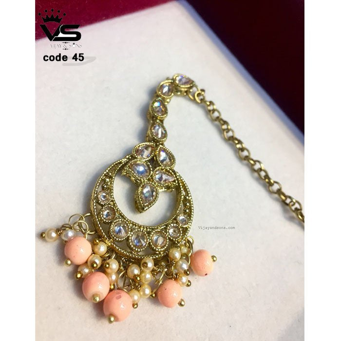 Beautiful peach colour chatri tika with peeple patti freeshipping - Vijay & Sons