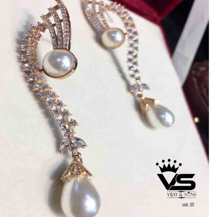 Tassel Dangle Long Drop Wedding Earrings / American Diamond Earrings Dangling For Women Girls freeshipping - Vijay & Sons