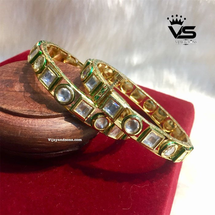 Kundan Gold Plated Bangles freeshipping - Vijay & Sons
