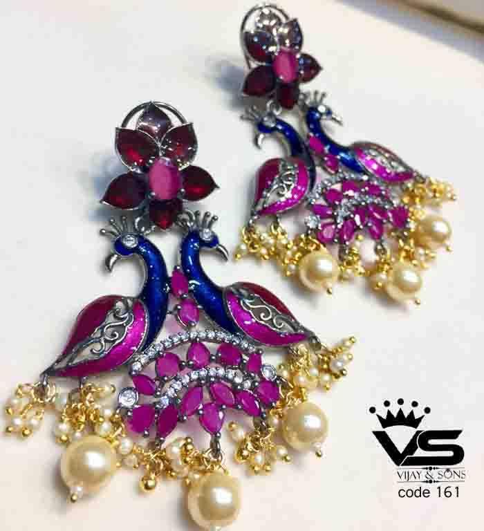 Fancy Multicolored Designer Pearls Earrings - Vijay & Sons
