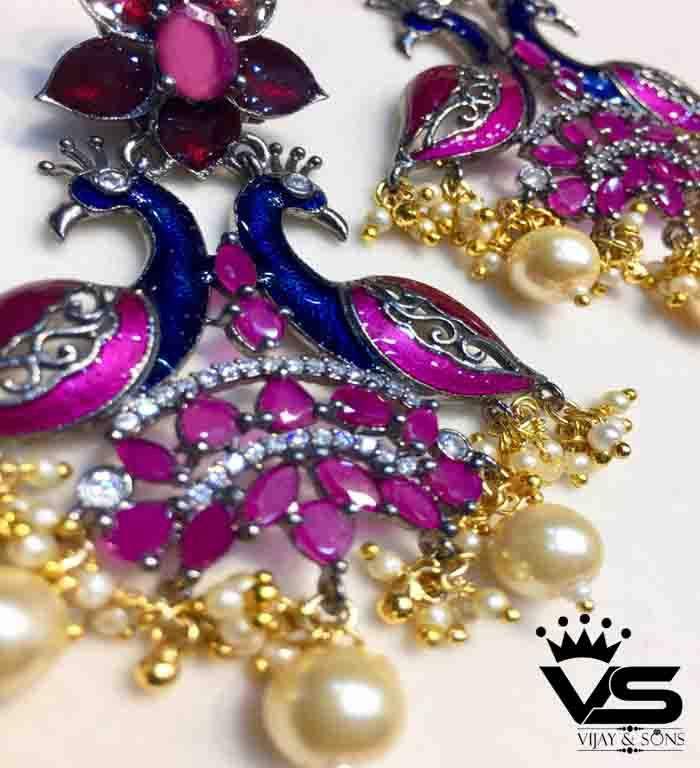 Fancy Multicolored Designer Pearls Earrings - Vijay & Sons