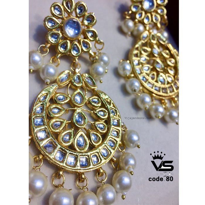 kundan long hanging earrings freeshipping - Vijay & Sons