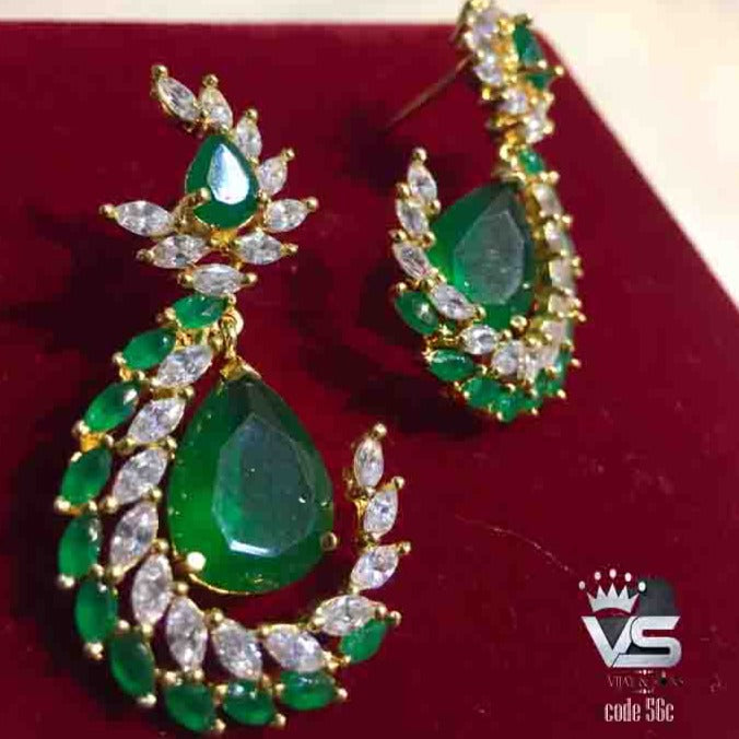 Traditional Stones with Moti Earrings for Wedding & Engagement Party freeshipping - Vijay & Sons
