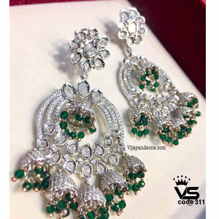 White green diamond Earrings 5776 - Vijay & Sons