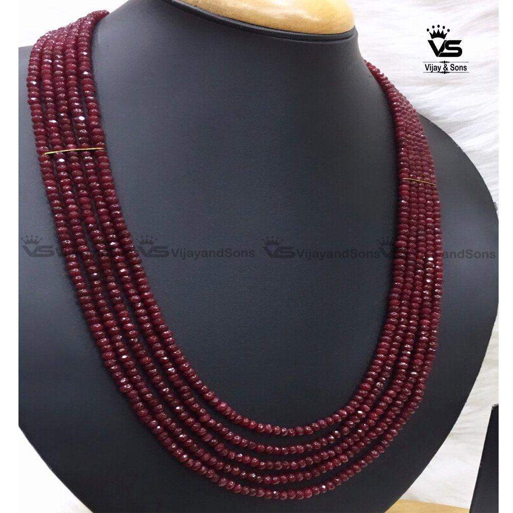 Crystal Necklace / Imitation Ruby Mala With Tops - Vijay & Sons
