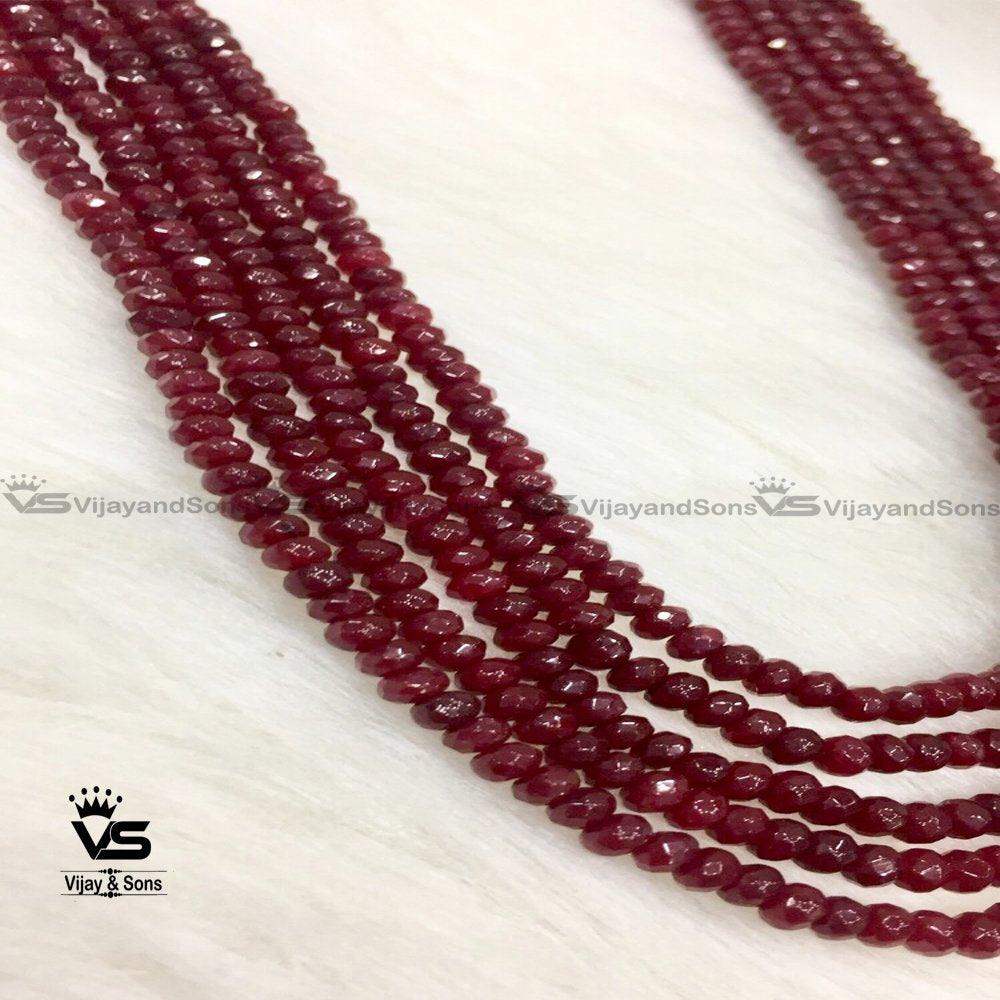 Crystal Necklace / Imitation Ruby Mala With Tops - Vijay & Sons