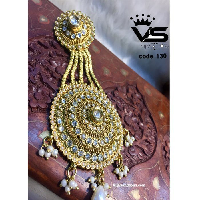 Traditional ruby green NAVRATAN jadau bridal pasa freeshipping - Vijay & Sons