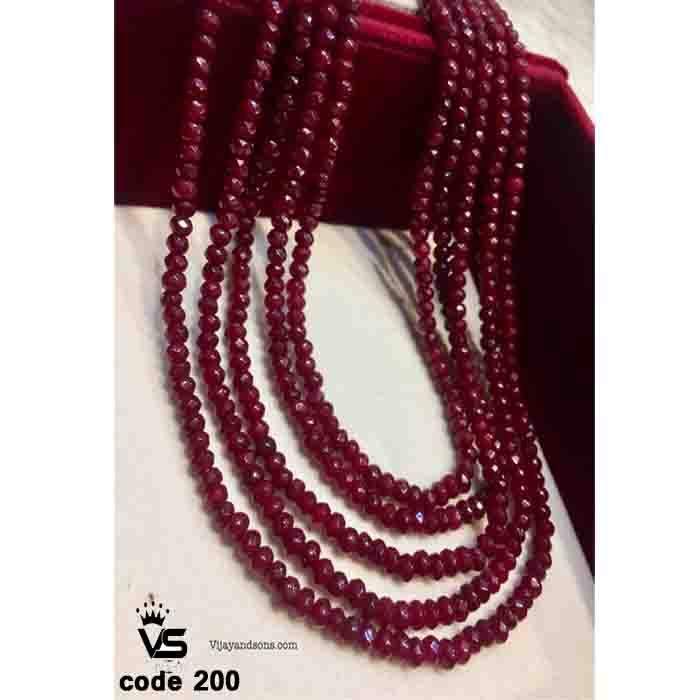 Crystal Necklace / Imitation Ruby Mala With Tops - Vijay & Sons