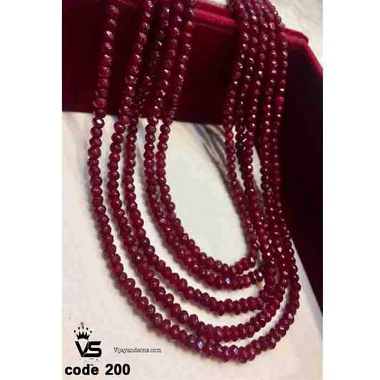 Crystal Necklace / Imitation Ruby Mala With Tops - Vijay & Sons