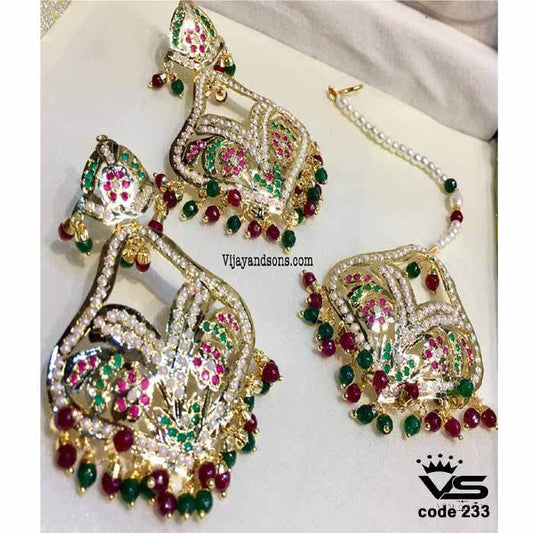 Wedding wear design by ruby green jadau Long tikka set - Vijay & Sons