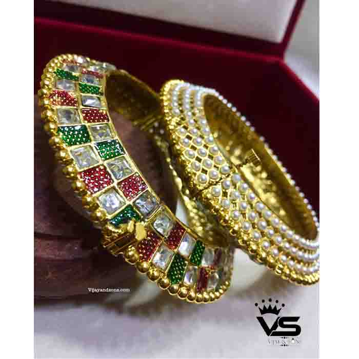 Beautiful Black Ruby Green Ad Bangles freeshipping - Vijay & Sons