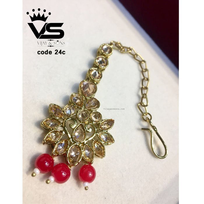 ruby antique maang tikka freeshipping - Vijay & Sons