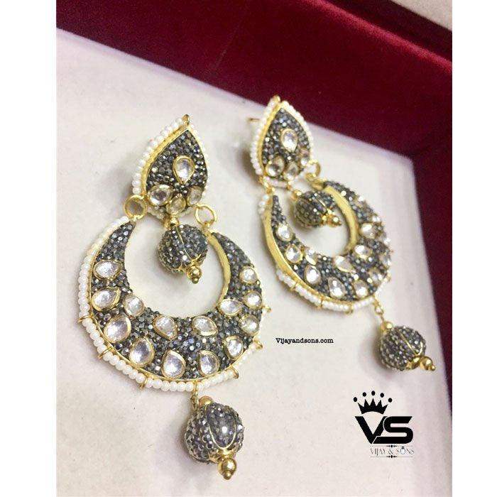 antique black chandbali earrings - Vijay & Sons