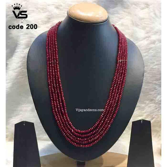 Crystal Necklace / Imitation Ruby Mala With Tops - Vijay & Sons