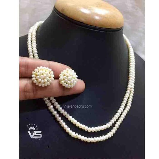 fresh water pearl designer mala with stud - Vijay & Sons