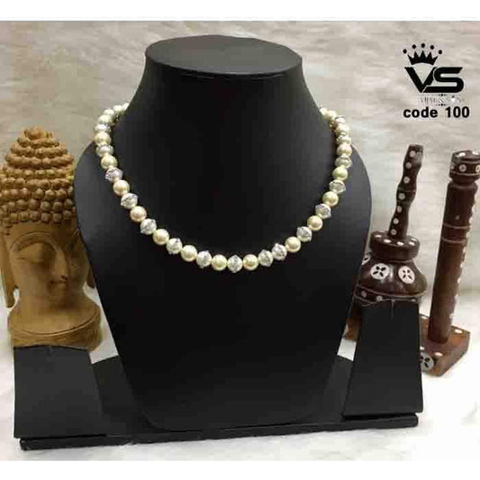 white and cream stylish pearl malla - Vijay & Sons