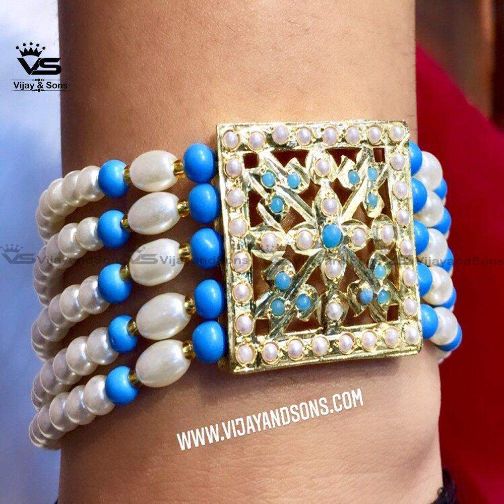 Feroza Jadau Flower Shape Bracelet - Vijay & Sons