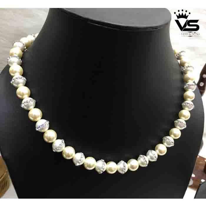 white and cream stylish pearl malla - Vijay & Sons