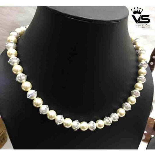 white and cream stylish pearl malla - Vijay & Sons