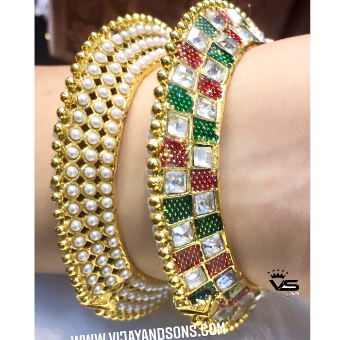 Beautiful Black Ruby Green Ad Bangles freeshipping - Vijay & Sons