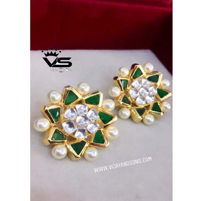 Traditional Earrings In Green - Vijay & Sons
