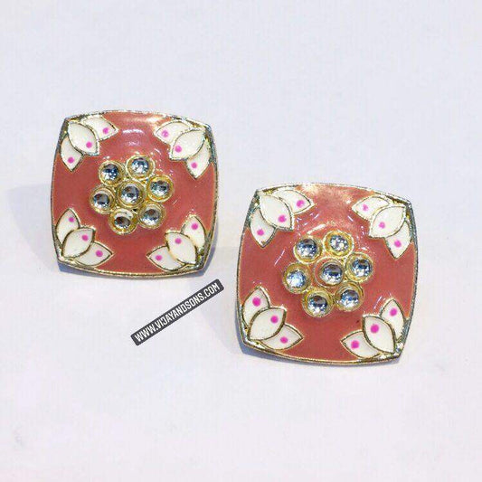 kundan pink quality stud - Vijay & Sons
